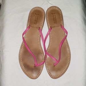 J Crew Pink leather flip flops women's 8M